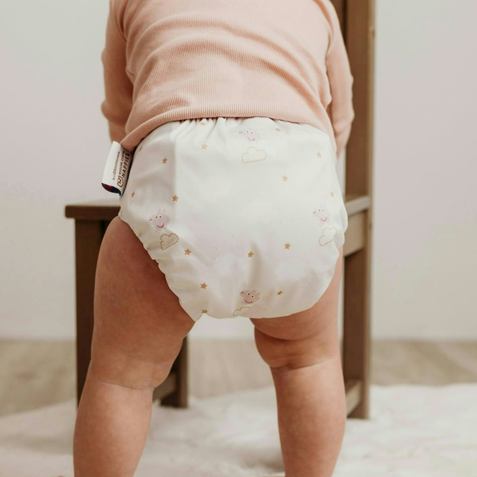 image 1 of Peppa Pig One Size All-In-One Reusable Cloth Nappy - Peppa Clouds