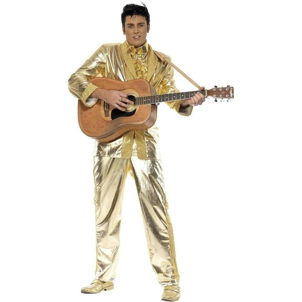 image 1 of Elvis Presley Mens Shiny Costume - Gold - L | Multi | L