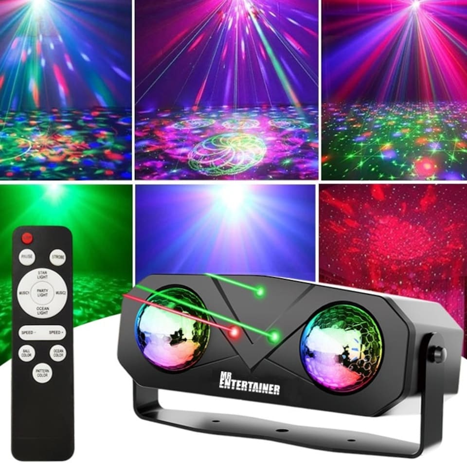 image 1 of Mr Entertainer Moonwave 6-in-1 LED and Laser Party Light