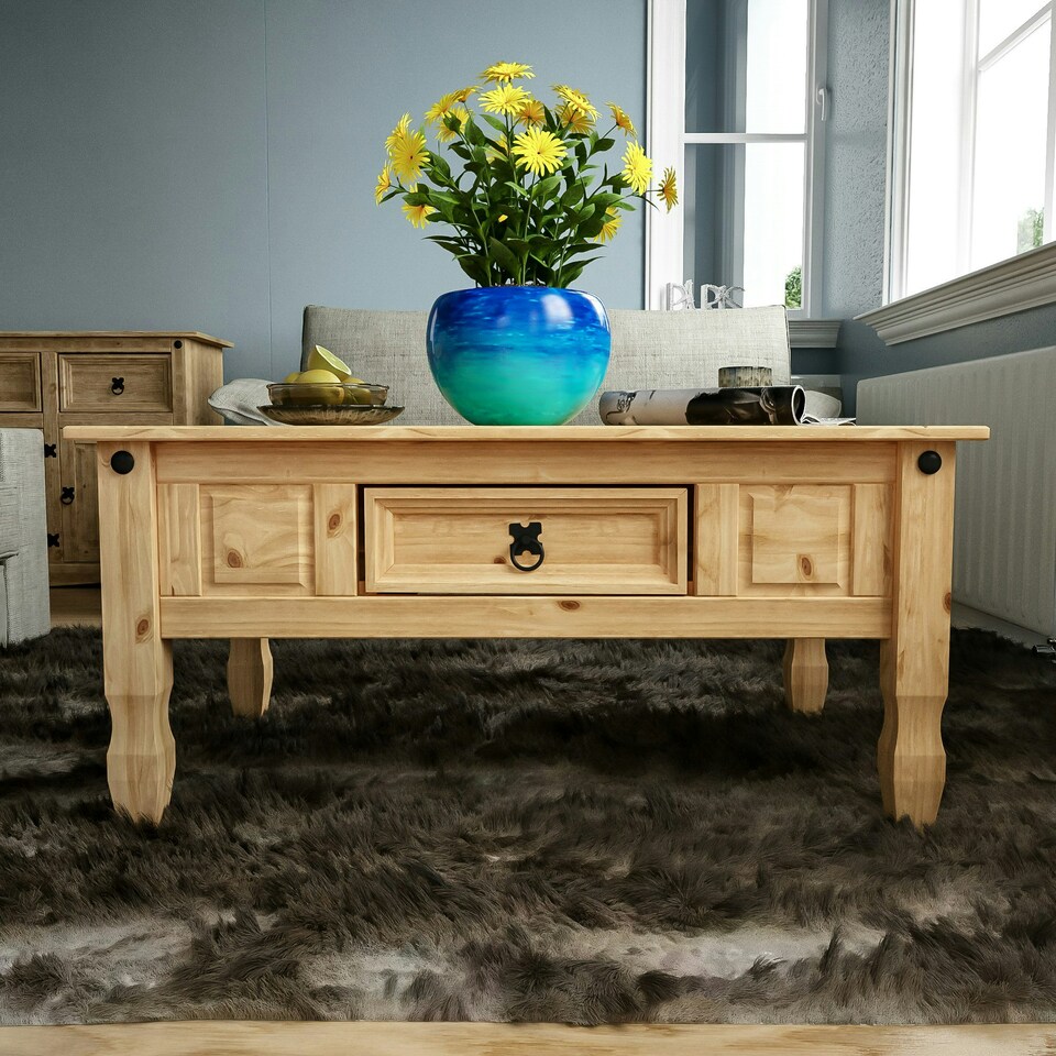 image 1 of Vida Designs Corona 1 Drawer Storage Coffee Table, Solid Pine Wood