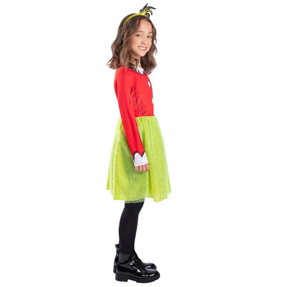 image 1 of The Grinch Girls Santa Costume Set | Red | Red/Green | 7-9 years | 1