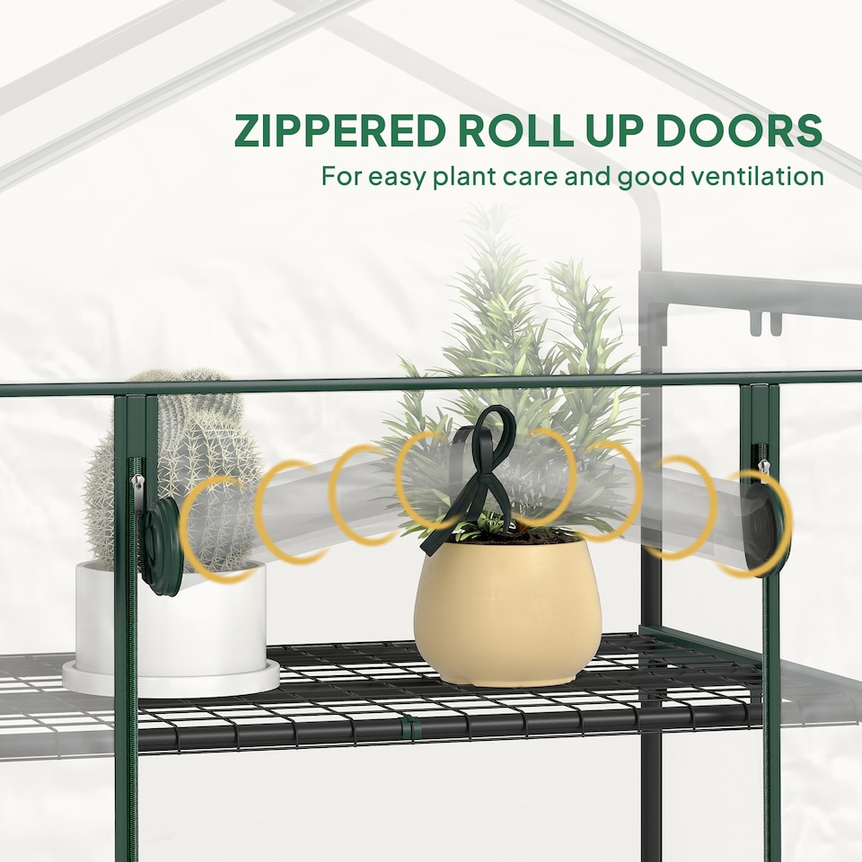 image 1 of Outsunny Mini Greenhouse Outdoor Flower Stand PVC Cover Portable