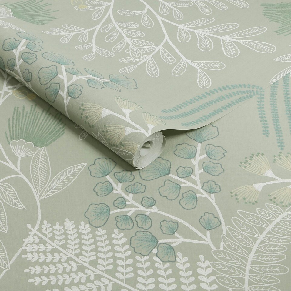 image 1 of Superfresco Easy Richmond Sage Trees Wallpaper Green | Green