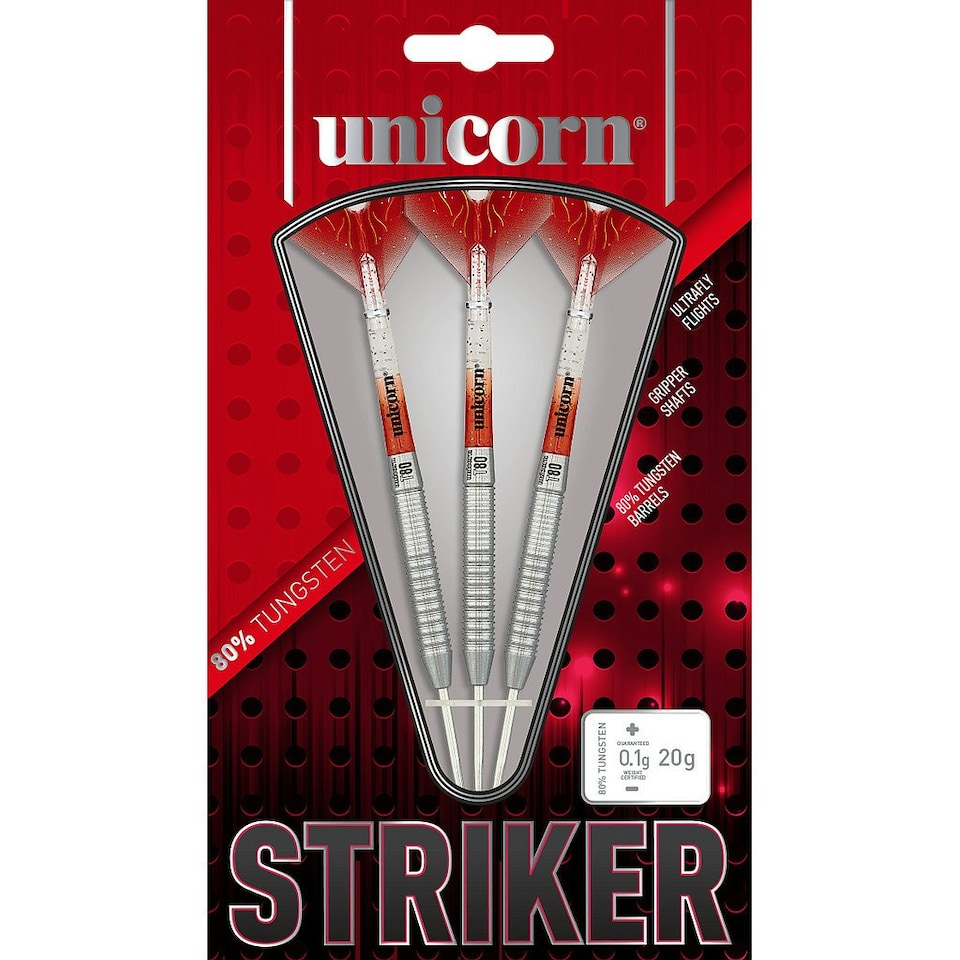image 1 of Unicorn Striker Tungsten Darts Set - Red/White - 21g