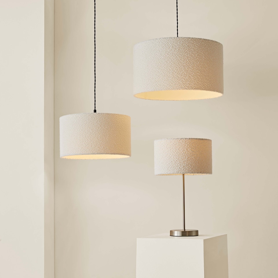 image 1 of ValueLights Reni Large Cream Boucle Pendant Shade | Cream