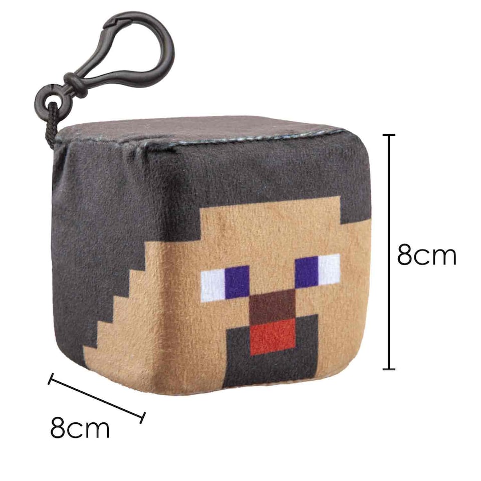 image 1 of VFM e-Store Minecraft Clip-On Plush Set - Steve, Creeper, TNT & Land Block - 8cm