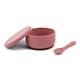 image 1 of Tiny Dining Silicone Suction Bowl & Spoon Set - Dusty Rose - Non-Slip Silicone Baby Toddler Weaning Bowl Feeding Set | Pink | Dusty Rose