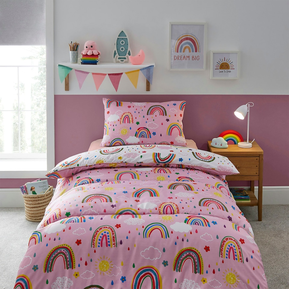 image 1 of Silentnight Healthy Growth Coverless Duvet with pillowcase, 9 Tog, Rainbow Print, Single