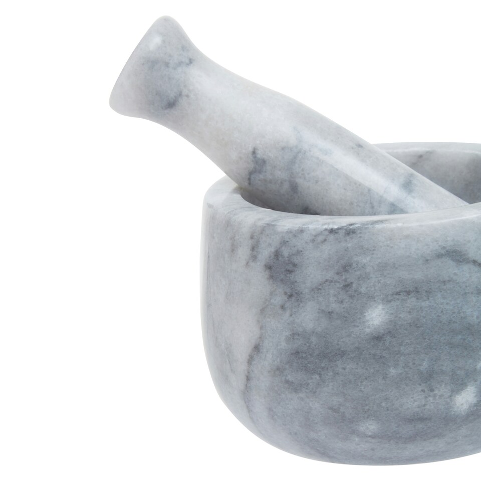 image 1 of Interiors By Premier Grey Marble Mortar and Pestle, Durable 250ml Marble Grinder for Kitchen, Non-Porous Handcrafted