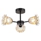 image 2 of Designer Matte Black Ceiling Light with Amber Floral Glass Shades