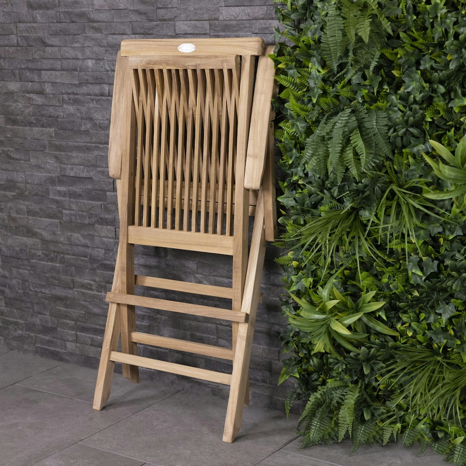 image 1 of Charles Bentley Pair of Solid Wooden Teak Garden Outdoor Folding Arm Chairs