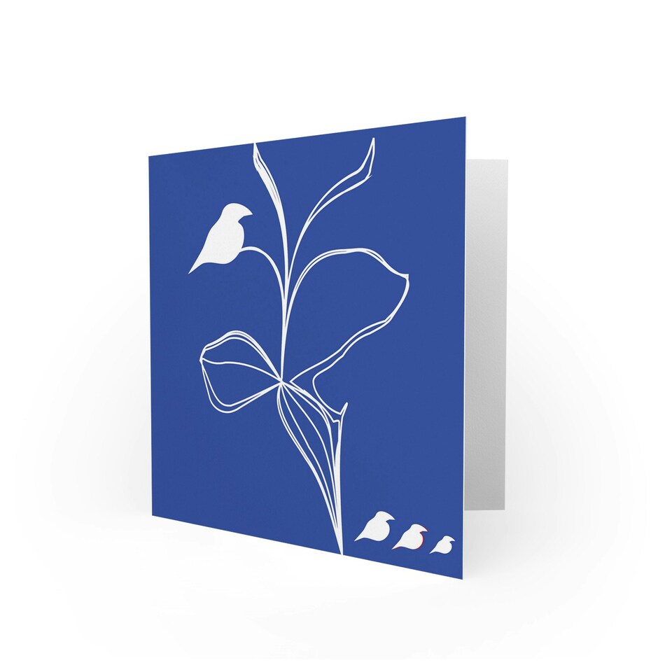 image 1 of Stencil Birds Plant Art Blank Just to Say Card