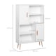 image 5 of HOMCOM Sideboard Bookshelf Free Standing Bookcase Shelves Unit Display Storage Cabinet w  Adjustable Shelves, Wooden Leg, Two Doors, White