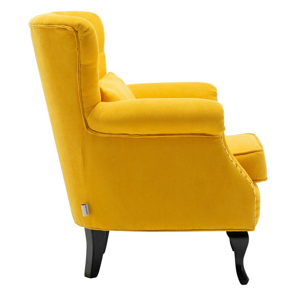 image 1 of Living and Home Modern Buttoned Armchair with Lumbar Pillow and Cushion