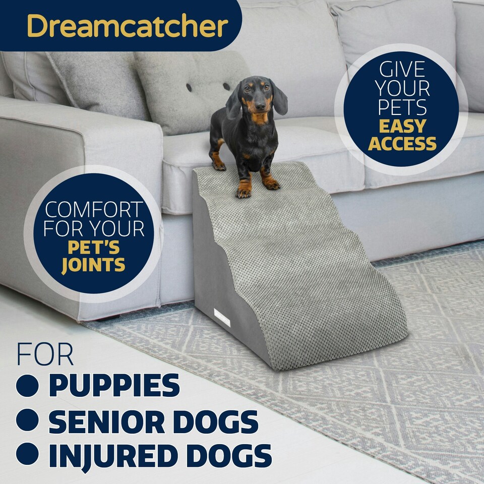 image 1 of Dreamcatcher 4 Step Dog Stairs for Bed 75x40x50cm, High Density Foam Ramp