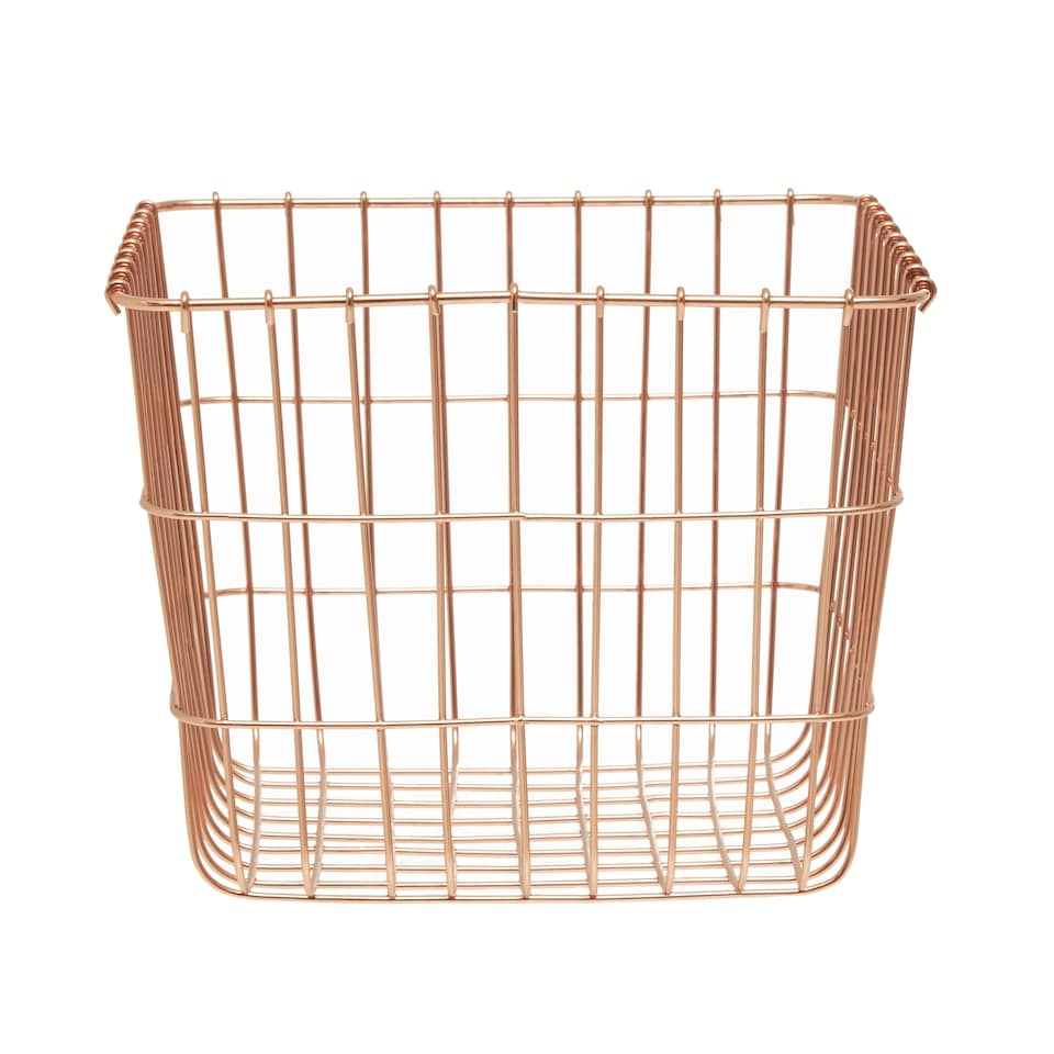 image 1 of Interiors By Premier Stylish Sturdy Square Basket, Functional Wireframe Basket For Kitchen, High Quality Contemporary Basket | Gold