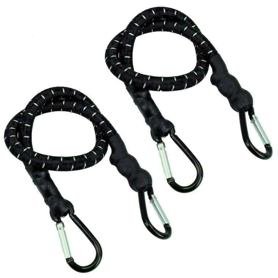 image 1 of 24" Bungee Strap with Metal Carabiners Hook Tie Down Fastener Holder 2pc