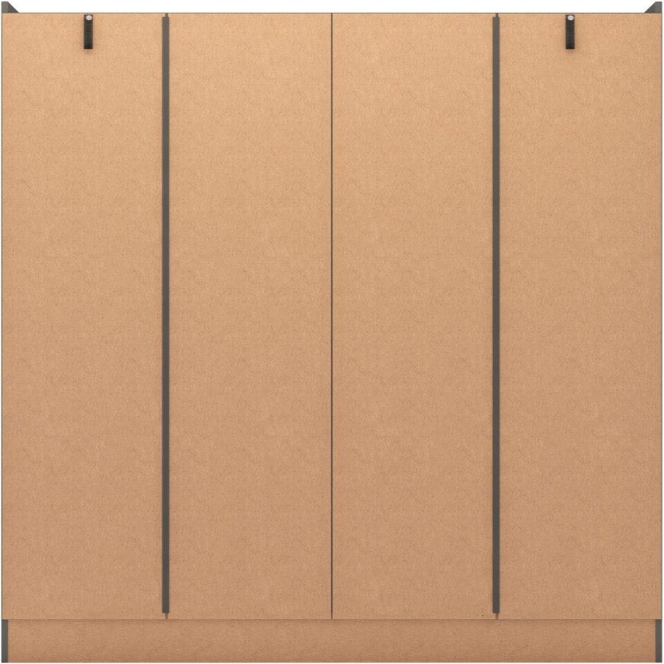 image 1 of Nevada 4 Door 2 Drawer Mirrored Wardrobe Grey | 3D Effect Grey