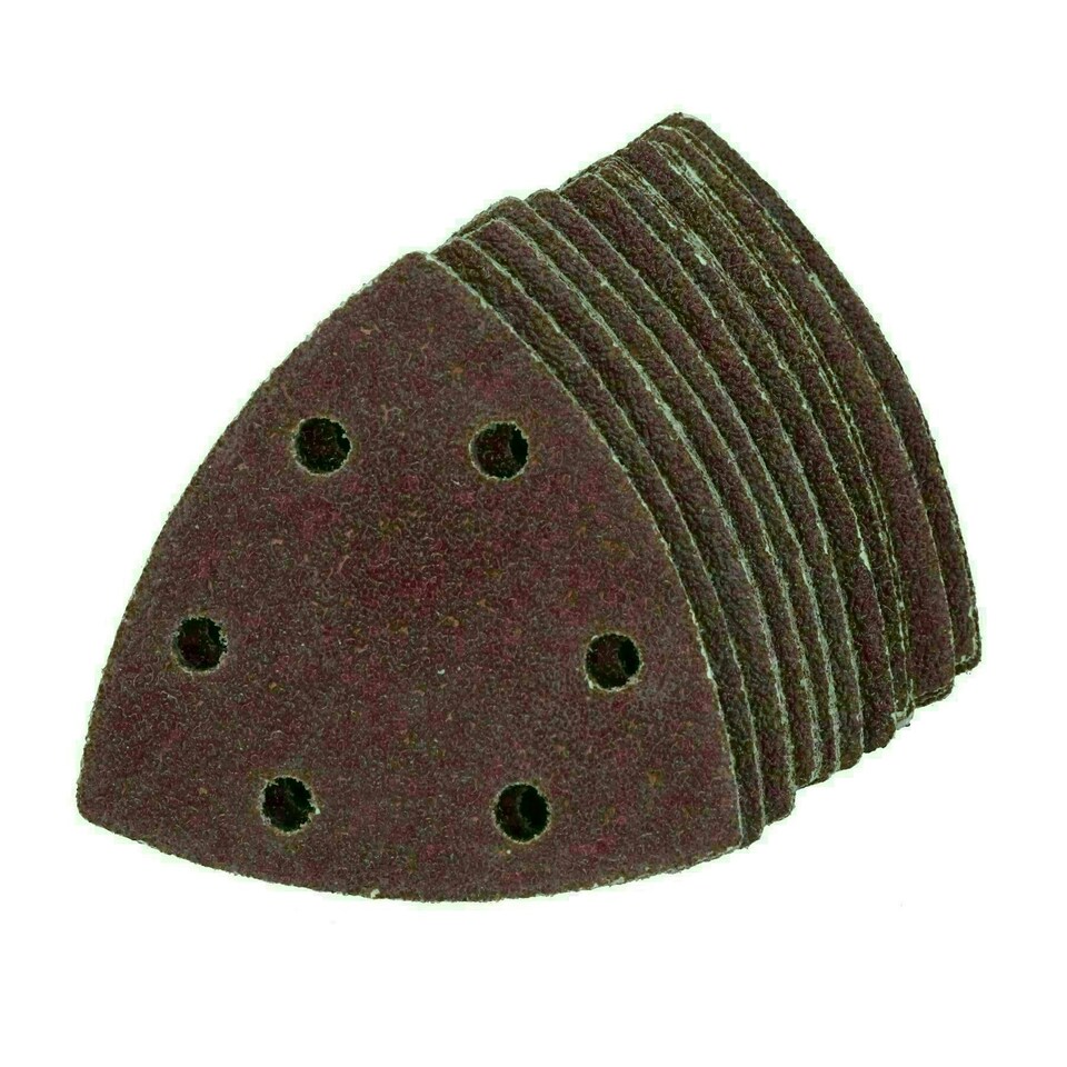 image 1 of 90mm Triangular Sanding Abrasive Discs Pads Hook Loop Backing 40 Grit 1000pk