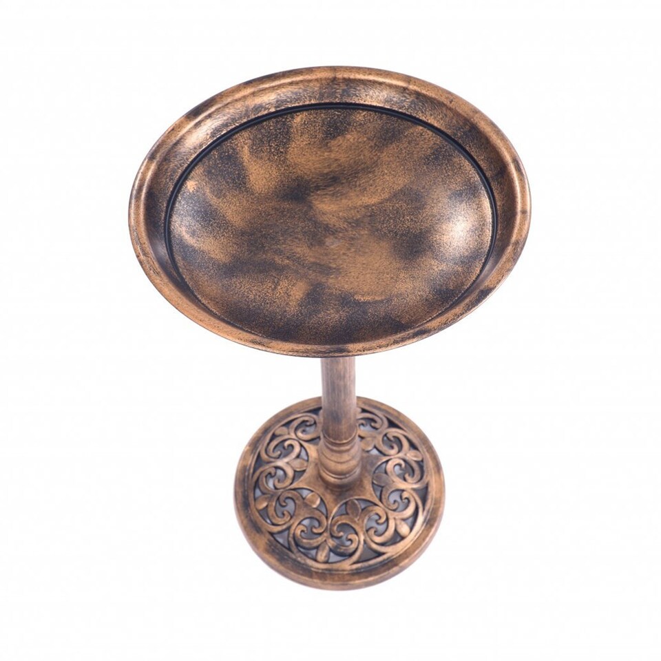 image 1 of Traditional Ornamental Pedestal Garden Water Bird Bath (Bronze)