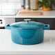 image 4 of Cooks Professional Set of 3 Cast Iron Casserole Dishes 20, 26 & 28cm | Blue | Teal