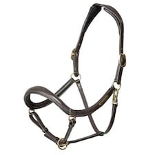 Velociti Rapida Curved Leather Horse Headcollar - Havana - Pony