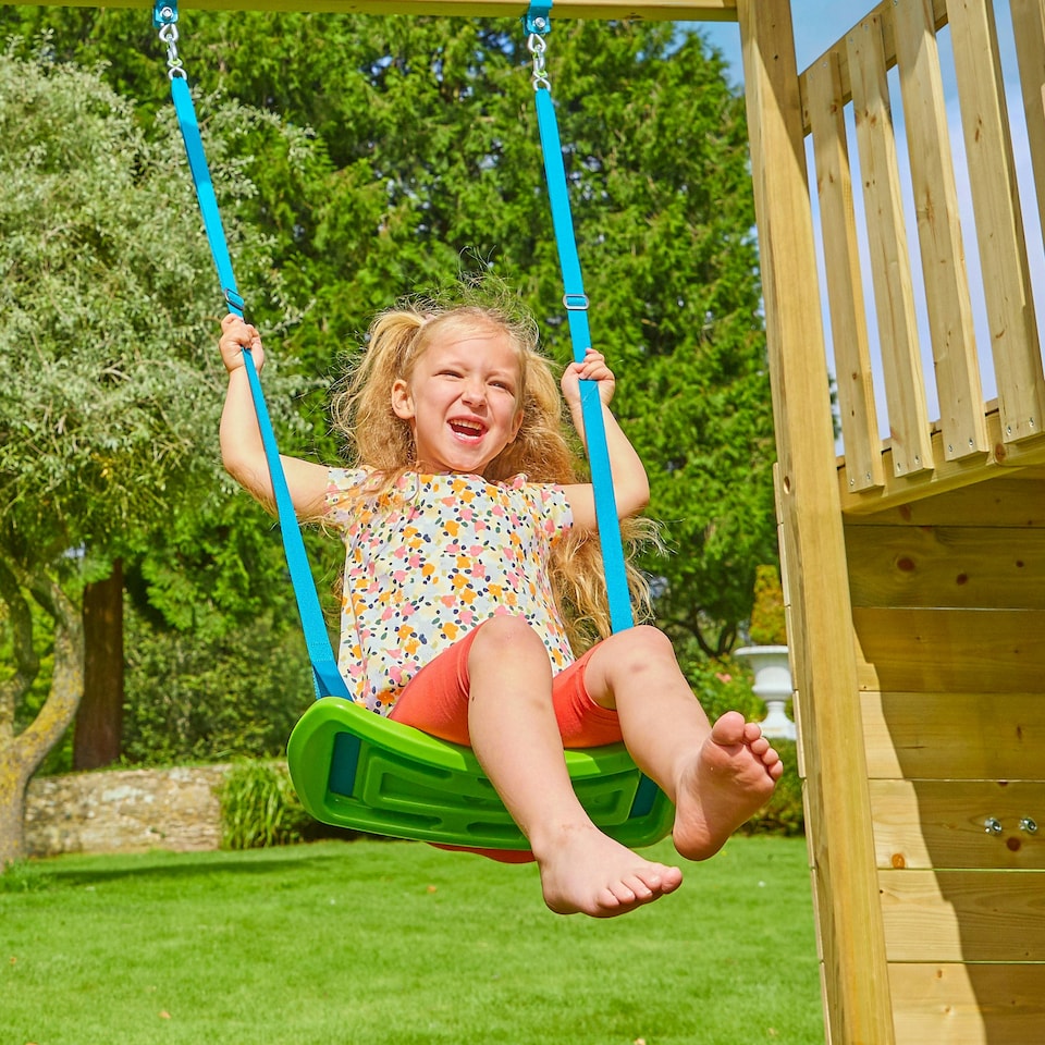 image 1 of TP Skywood Wooden Play Tower with Ripple Slide, Monkey Bars & Double Swing Arm - FSC® certified