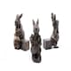 image 2 of Beatrix Potter Bronze Peter Rabbit Plant Pot Feet - Set of 3 - Peter Eating Carrots, Running and Hugging - L6.5 x W8 x H11 cm Brown