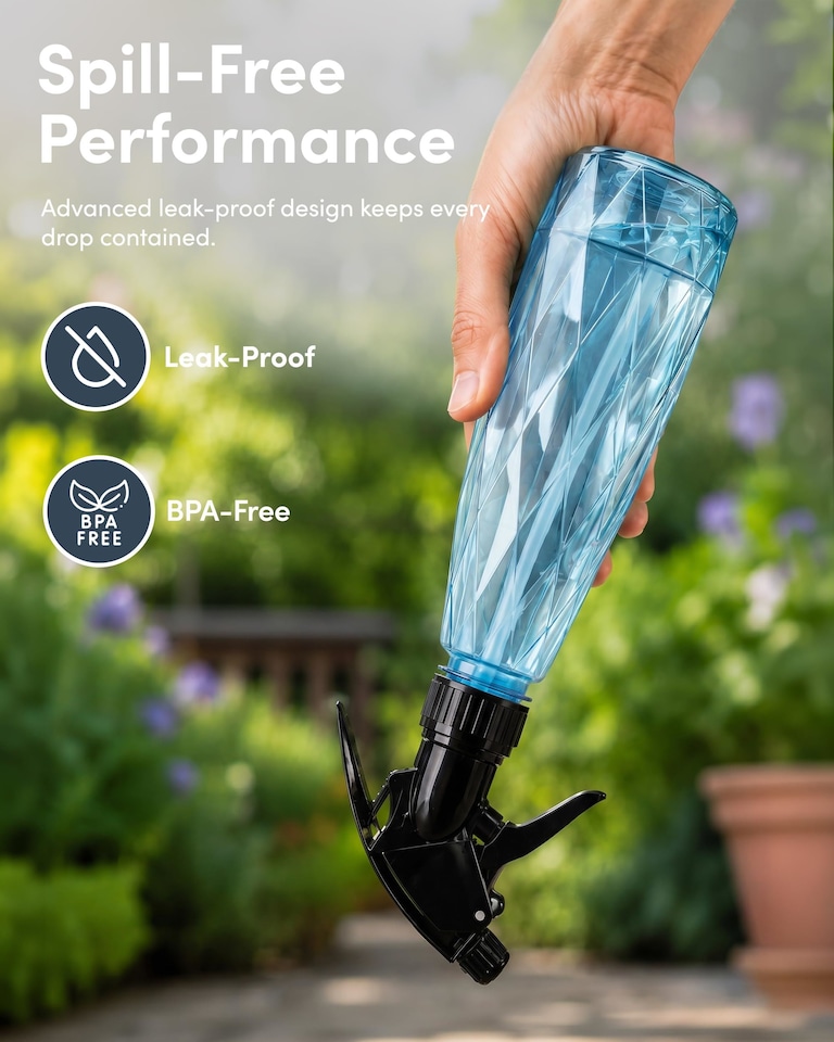 image 1 of Keplin 600ml Water Spray Bottles 2 Pack Adjustable Mist Nozzle for Plants