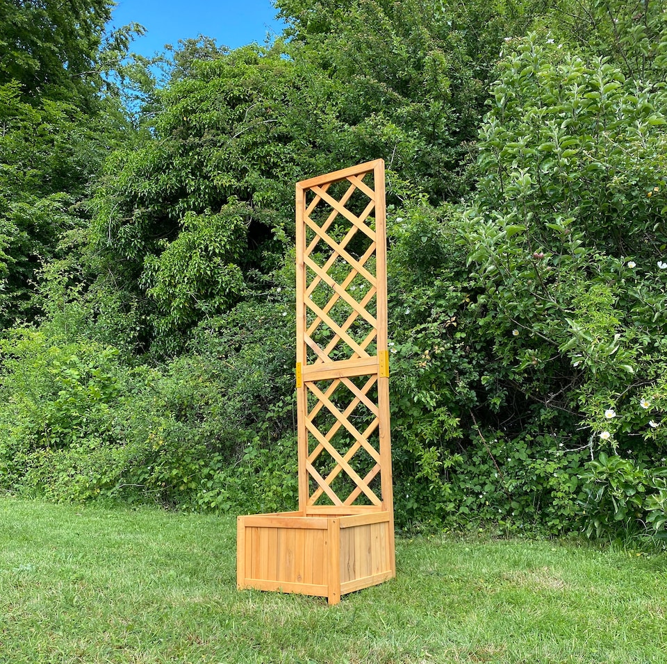 image 1 of Square Wooden Garden Trellis Planter