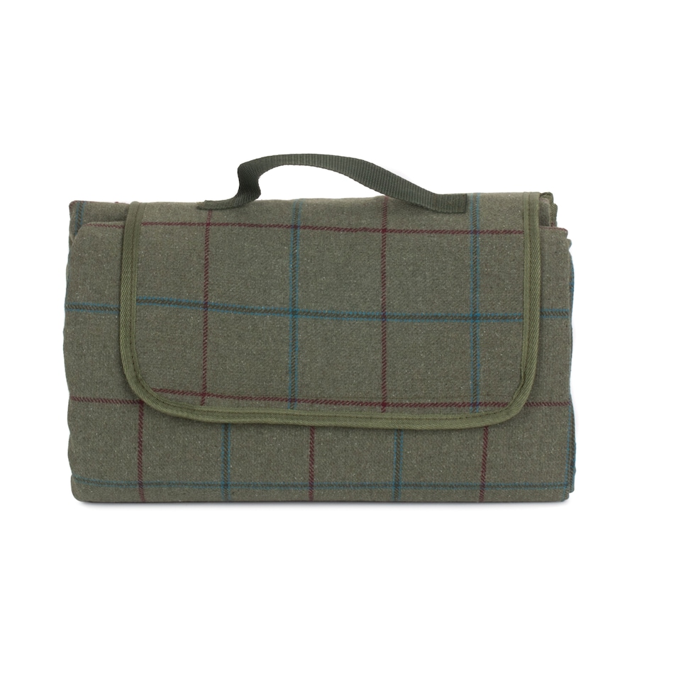 image 1 of Luxury Green Tweed Picnic Blanket | Green | Green