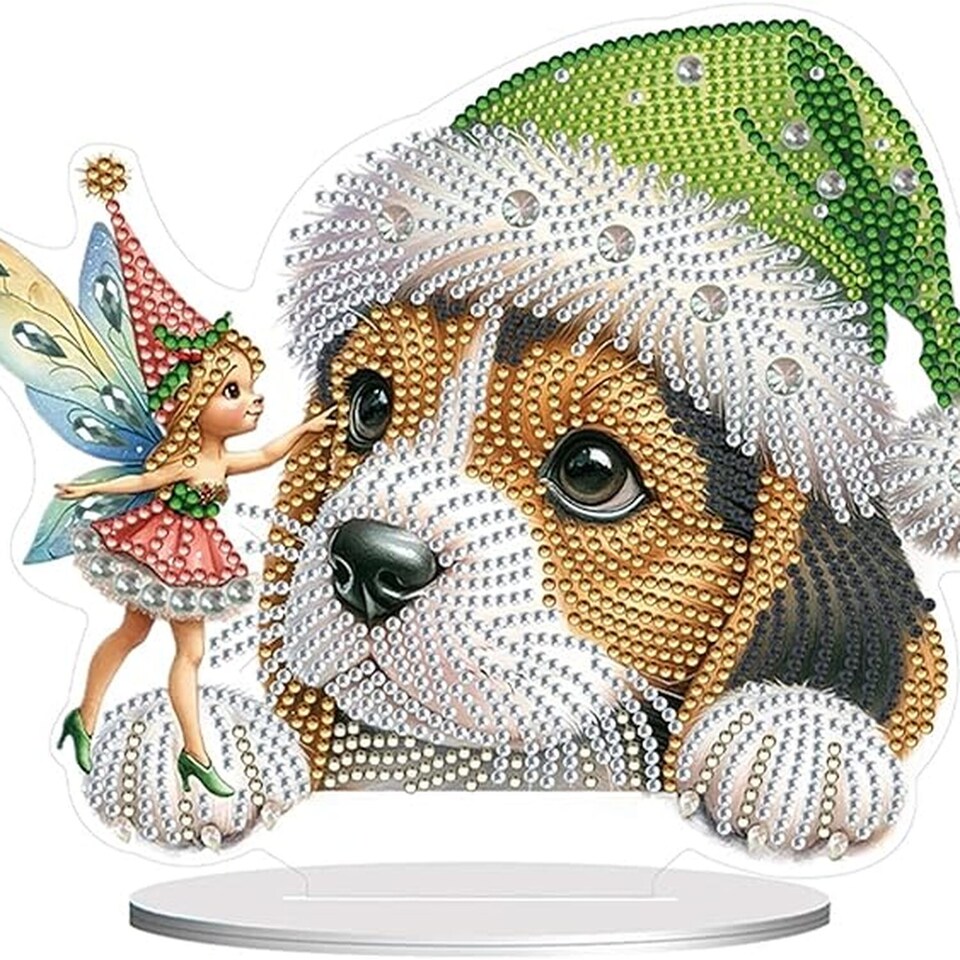 image 1 of Puppy with Fairy Tabletop Diamond Painting Kit
