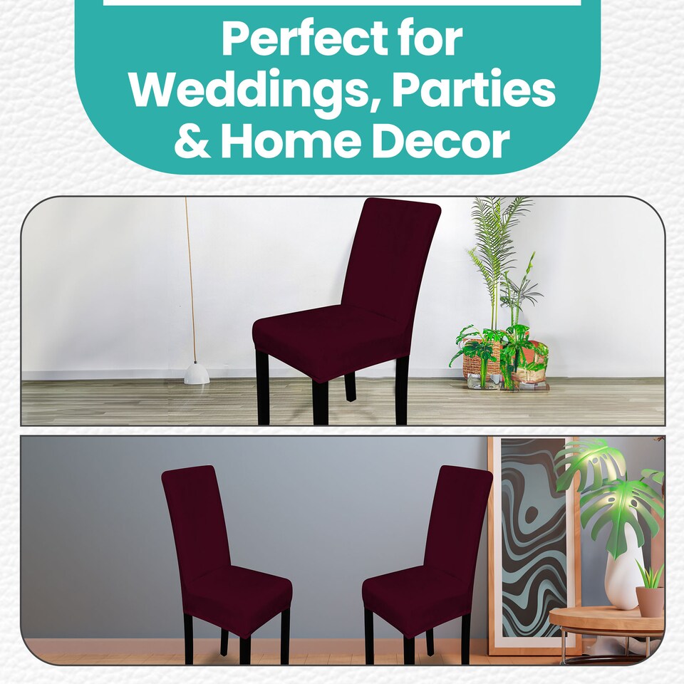 image 1 of Velvet Dining Chair Covers, Spandex High-Back Chair Slipcovers - 220GSM