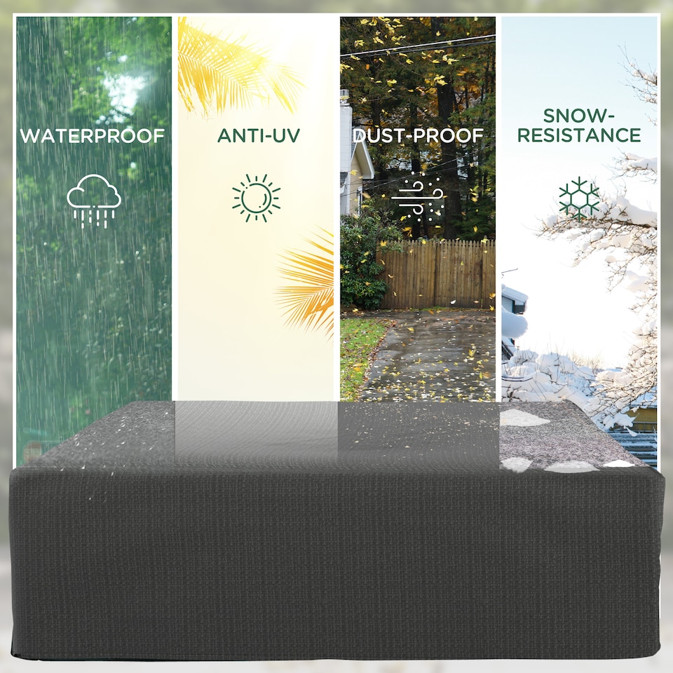 image 1 of Outsunny 235x190x90cm Large Patio Set Outdoor Garden Furniture Cover Grey | Grey | Grey