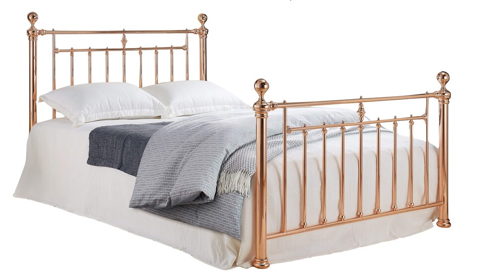 image 1 of 4ft6 Double Antique Victorian style,polished Rose Gold finish traditional metal bed frame bedstead | Gold | Rose Gold | Double