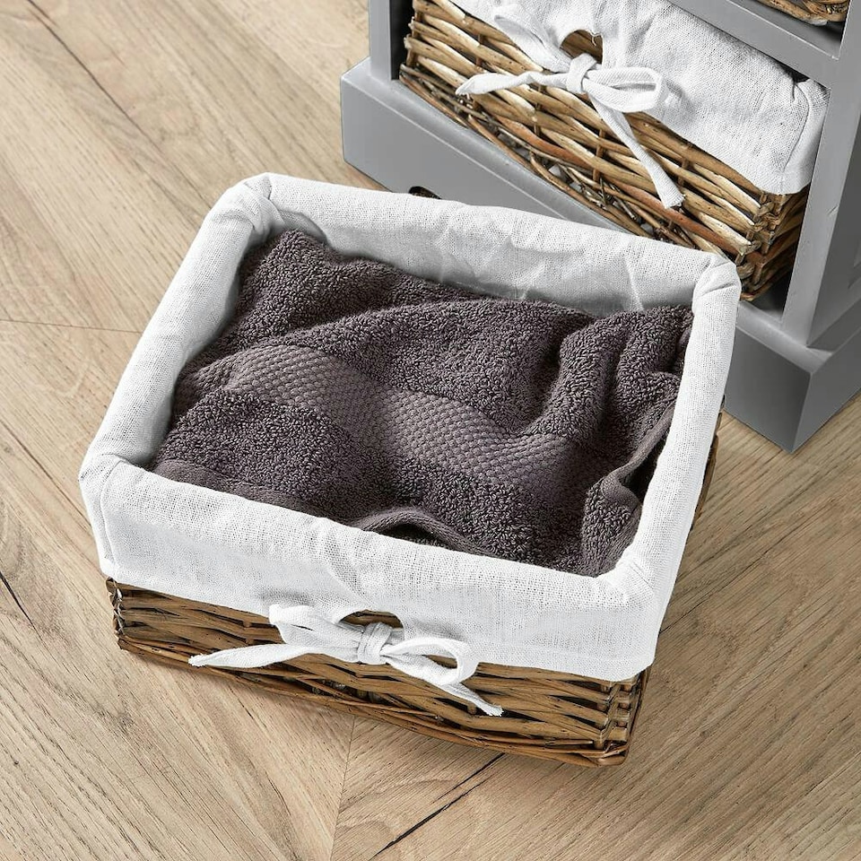 image 1 of Chest Of Drawers Hallway Storage Organiser Wooden Wicker Baskets Fully Assembled Grey | 6 Drawers