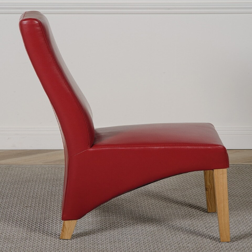 image 1 of Kuba Large Oak Dining Table with 8 Lola Burgundy Leather Chairs Red
