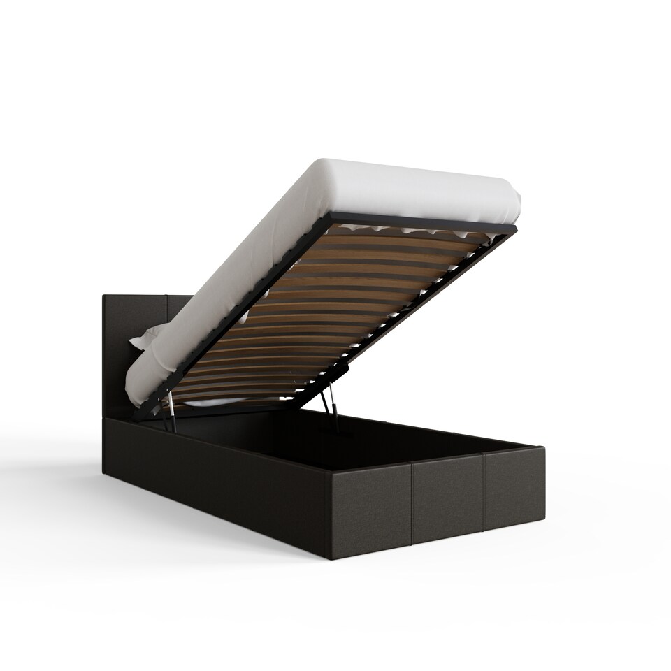 image 1 of End Lift Ottoman Storage Bed Single Grey | Grey | Grey