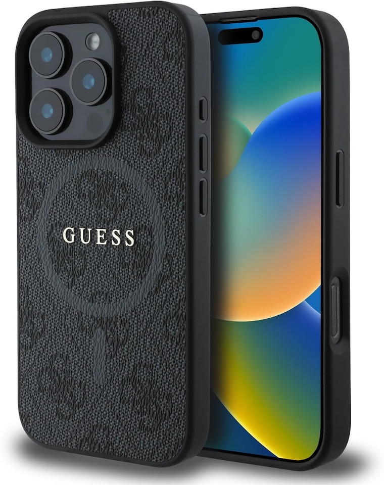 image 1 of Guess PU Leather 4G Coloured Ring Case with MagSafe for iphone 16 Pro 6.3 Black - GUHMP16LG4GFRK