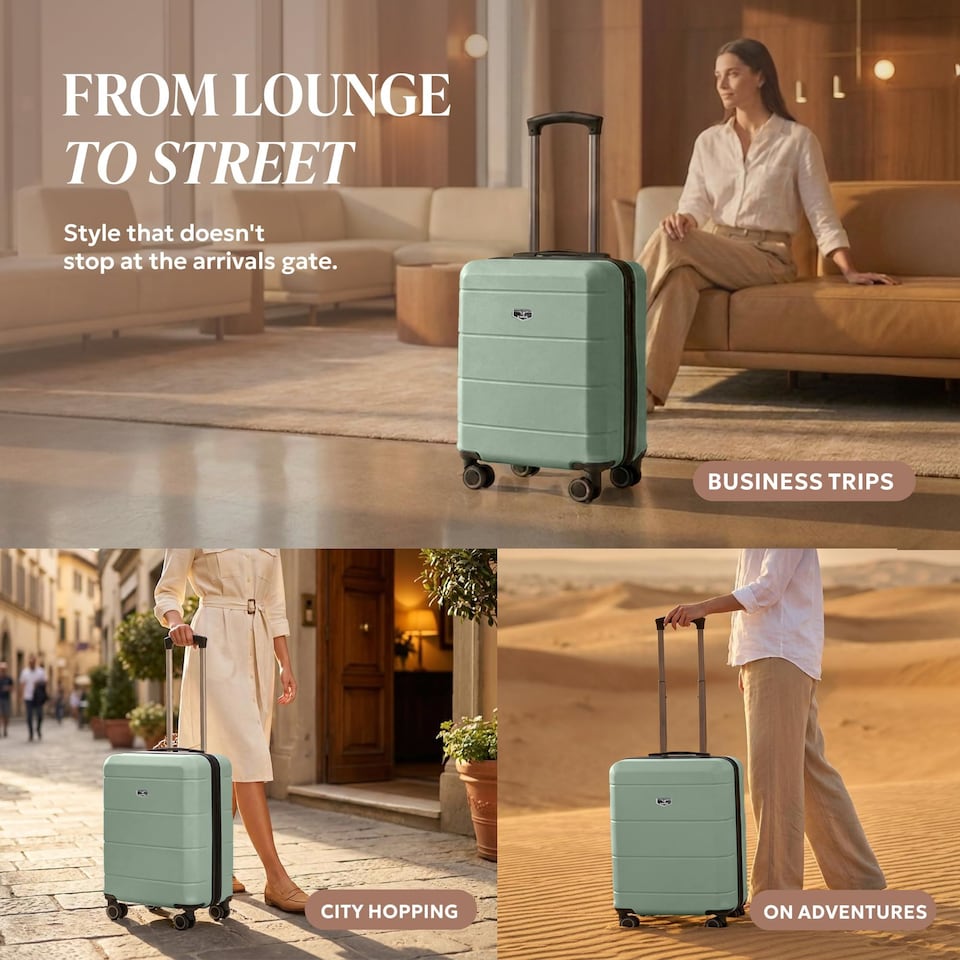 image 1 of Lugg Jetset Lightweight ABS Hard Shell Cabin Suitcase with 4 Spinner Wheels (45x33x20 cm)
