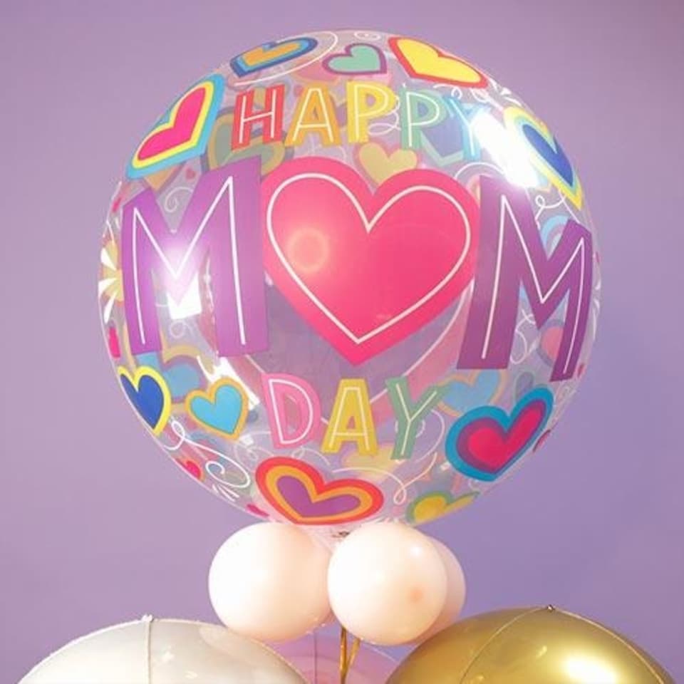 image 1 of Happy Mom Day Colourful Bubble Balloon Mother's Day Bouquet - Inflated Balloon In A Box