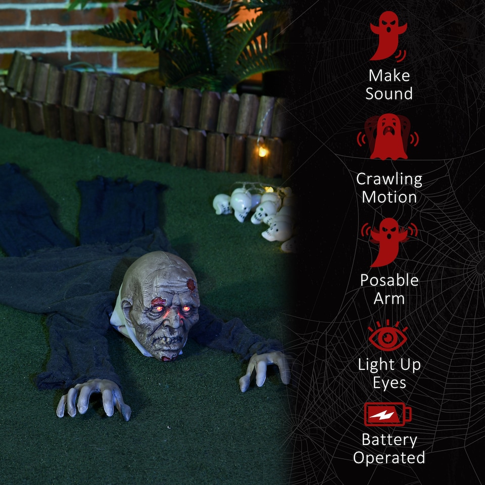 image 1 of HOMCOM 5.2ft Halloween Outdoor Decoration Crawling Zombie, Sound Activated