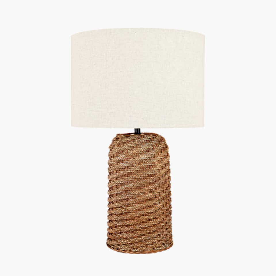 image 1 of Natural Woven Seagrass Table Lamp | Brown | Brown | 1
