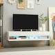 image 2 of HOMCOM High Gloss TV Stand Unit Wall Mounted with LED Lights, White