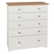 image 5 of Colorado Soft White 5 Drawer Chest - Painted Wood Bedroom Storage Cabinet with Oak Effect Top | White | White | 1