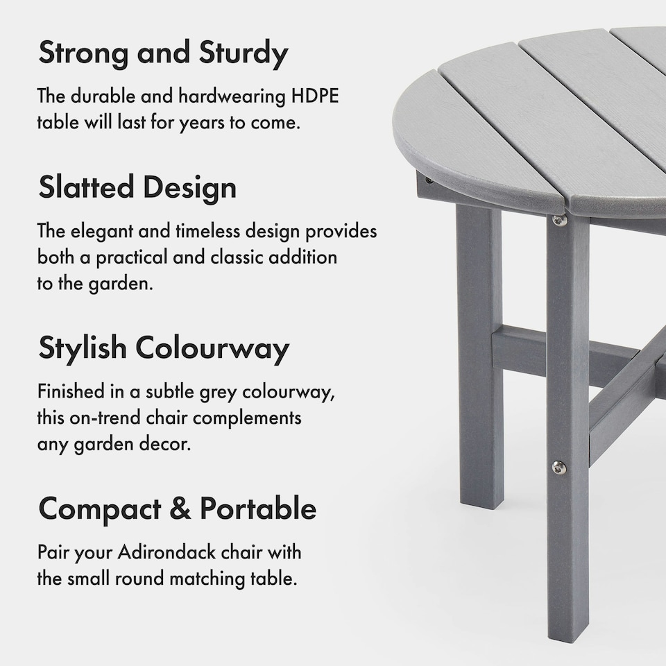 image 1 of VonHaus Westport HDPE Grey Adirondack Side Table
