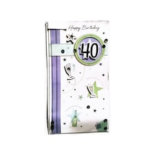 Congratulations Stars 40th Birthday Card - White/Purple - One Size