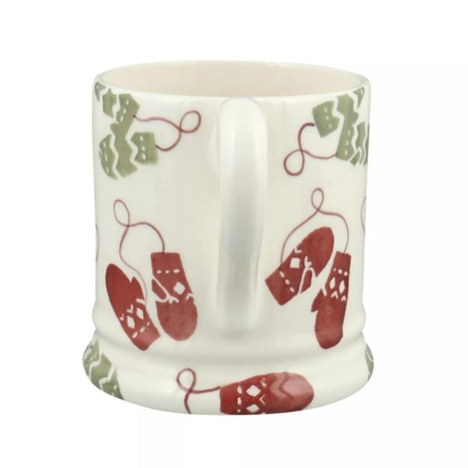 image 1 of Mug: 1 x 300ml Emma Bridgewater Christmas Mittens Half Pint Mug, Ceramic White