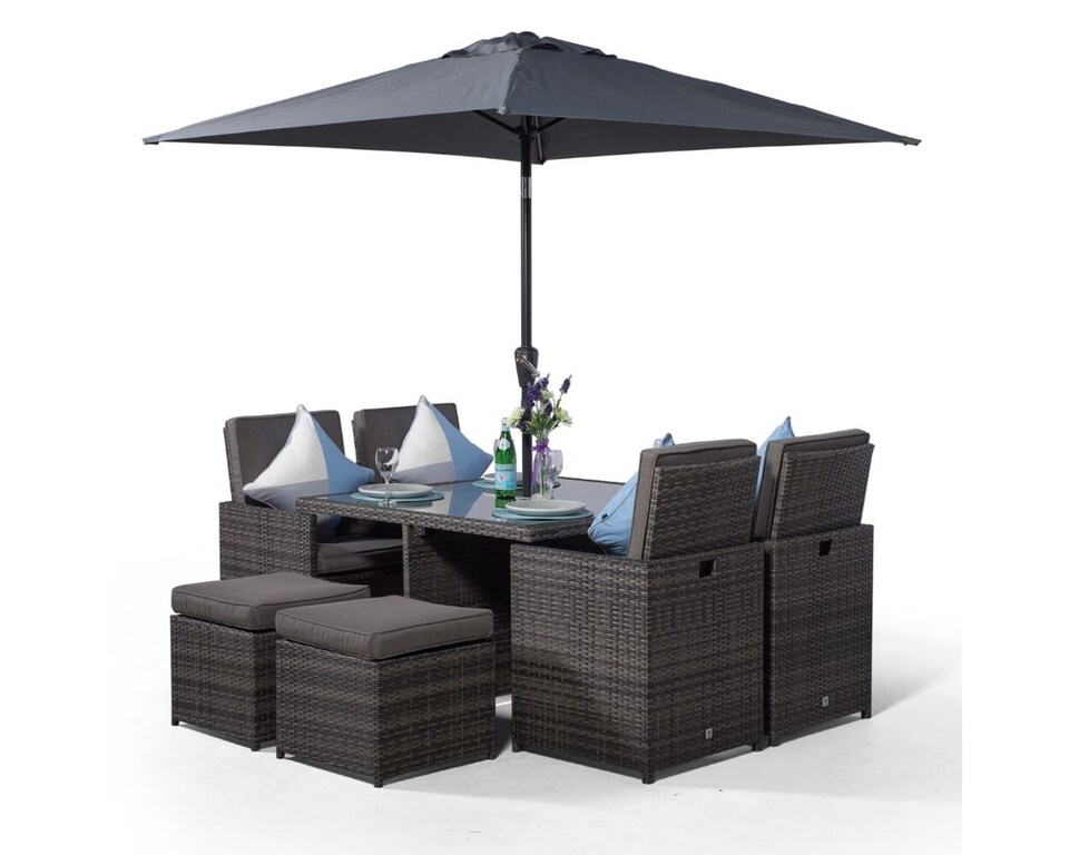 image 1 of Giardino 4 Seater Rattan Cube Dining Set | Grey | Grey