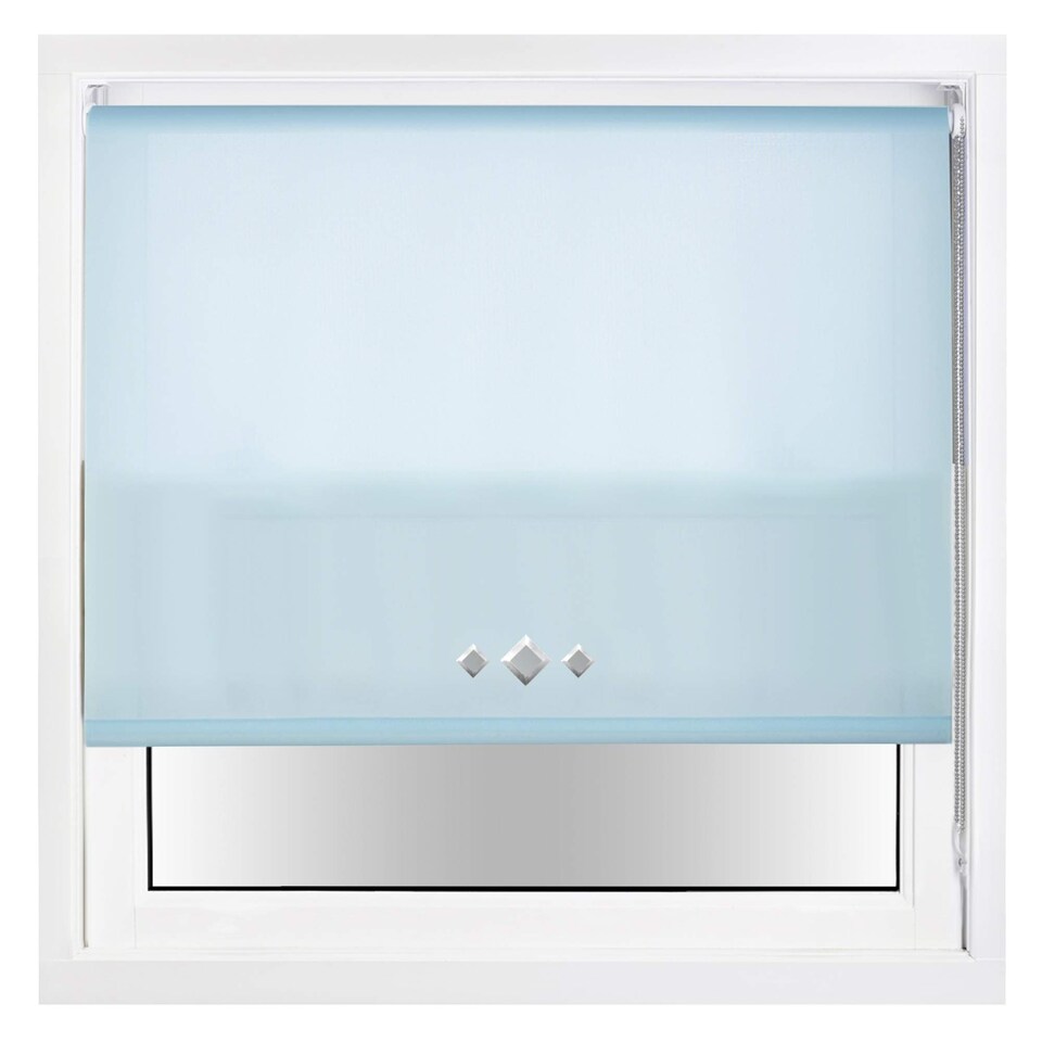 image 1 of FURNISHED Daylight Trimmable Roller Blinds with Triple Diamond Eyelets and Metal Fittings | Blue | Duck Egg Blue | (W) 100cm x (L) 165cm
